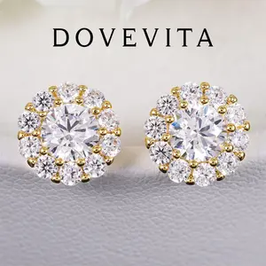 Hot selling new S925 pure with D-color round earrings, classic European and American earrings for men and women DOVEVITA