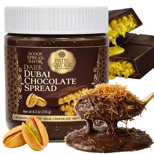 Luxurious Dark Dubai Chocolate Spread – Crunchy Kataifi & Pistachio Cream – 235g / 8.3oz Gourmet Bitter Chocolate – Authentic Middle Eastern Dessert – Chocolate Gift