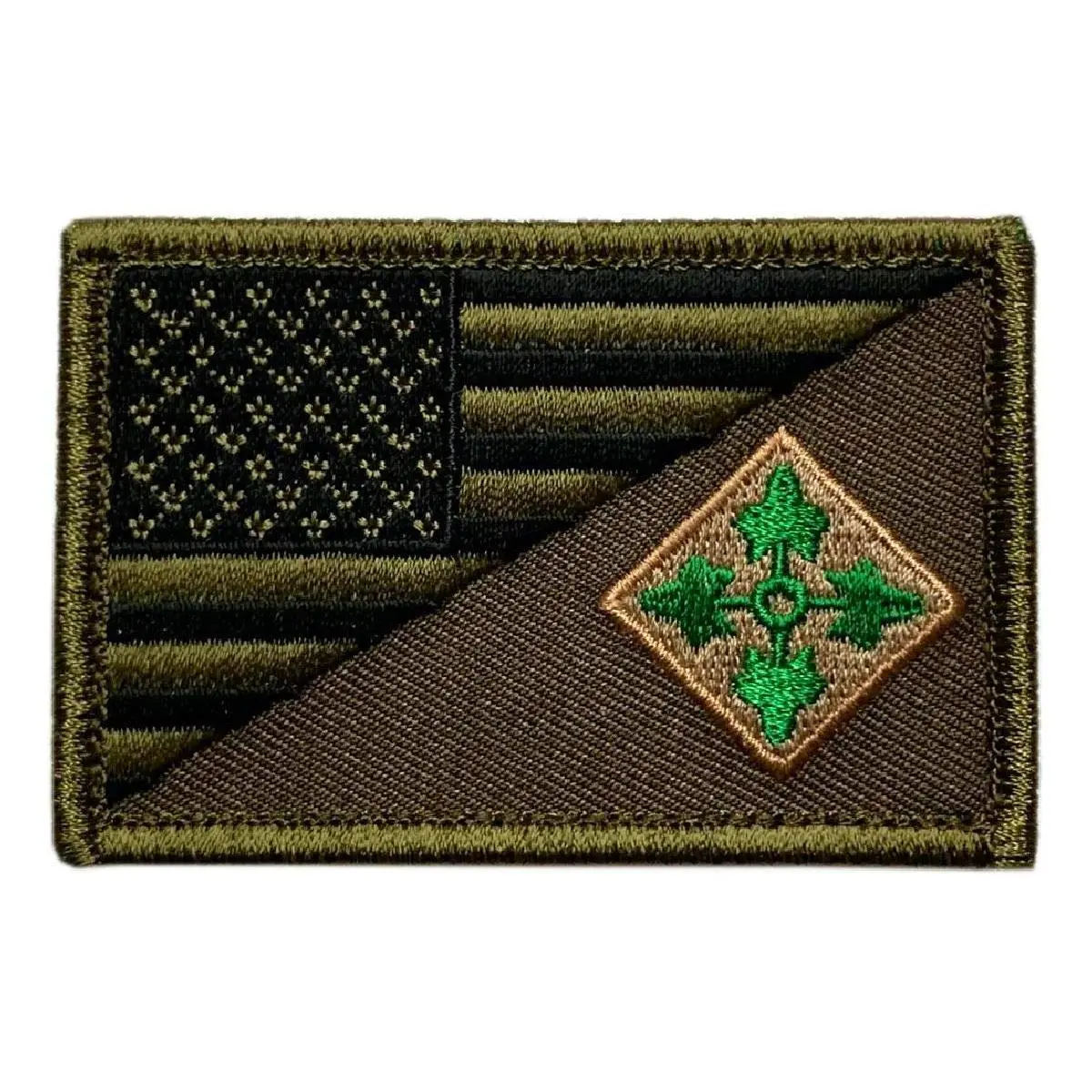 Miltacusa USA Flag Army 4TH Infantry Division Patch [3.0 X 2.0 - Hook Fastener - A5]