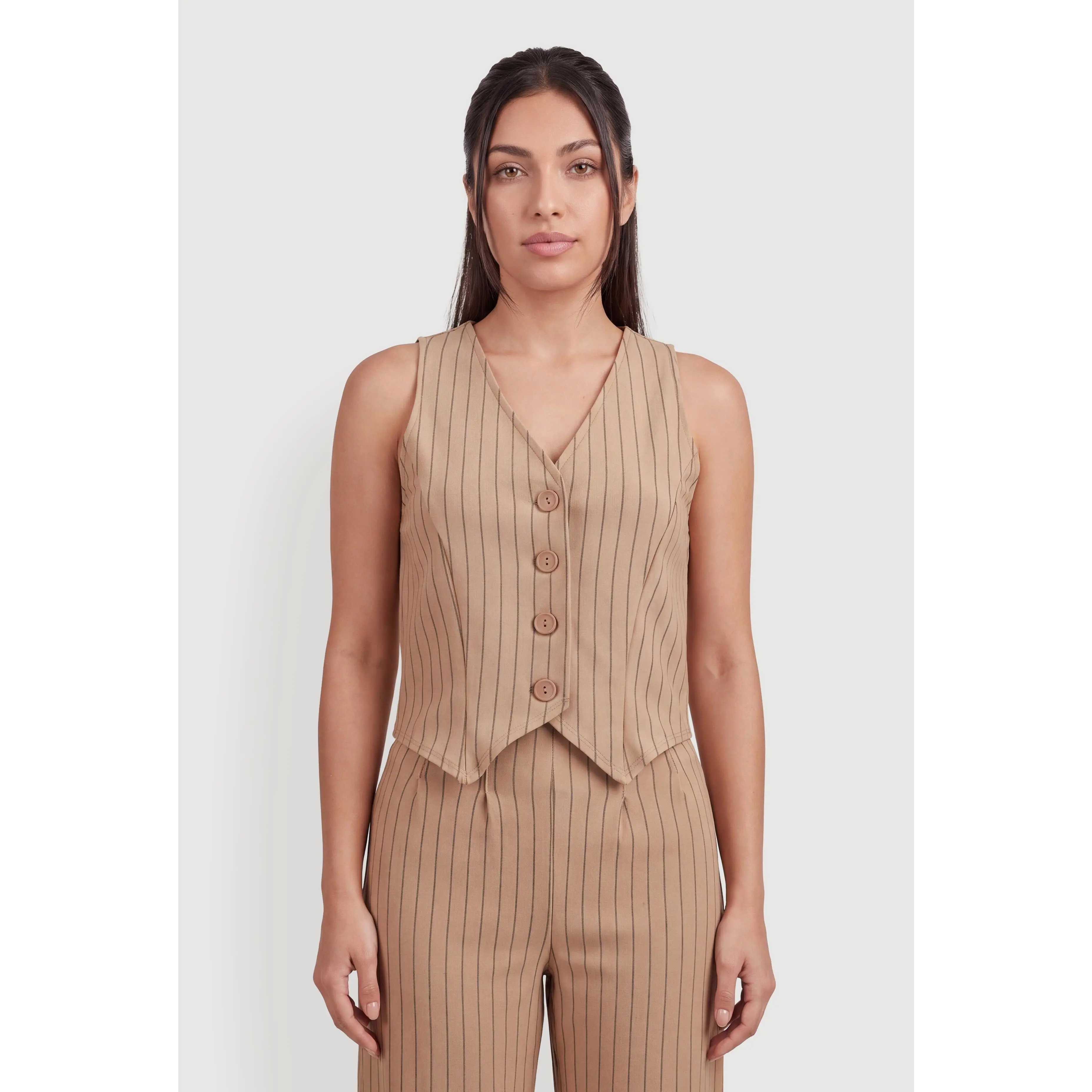 Pinstripe Button Front Waistcoat