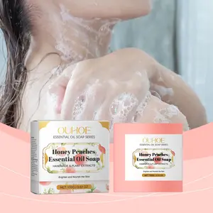 OUHOE Peach Honey Essential Oil Soap Mild Hydrating Oil Control Gentle For Sensitive Skin Face & Body Cleansing Soap