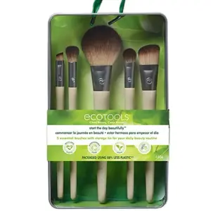 ECOTOOLS EcoTools Start The Day Beautifully Brush Set 5 Piece Set & Storage Tin 88% Less Plastic Packaging