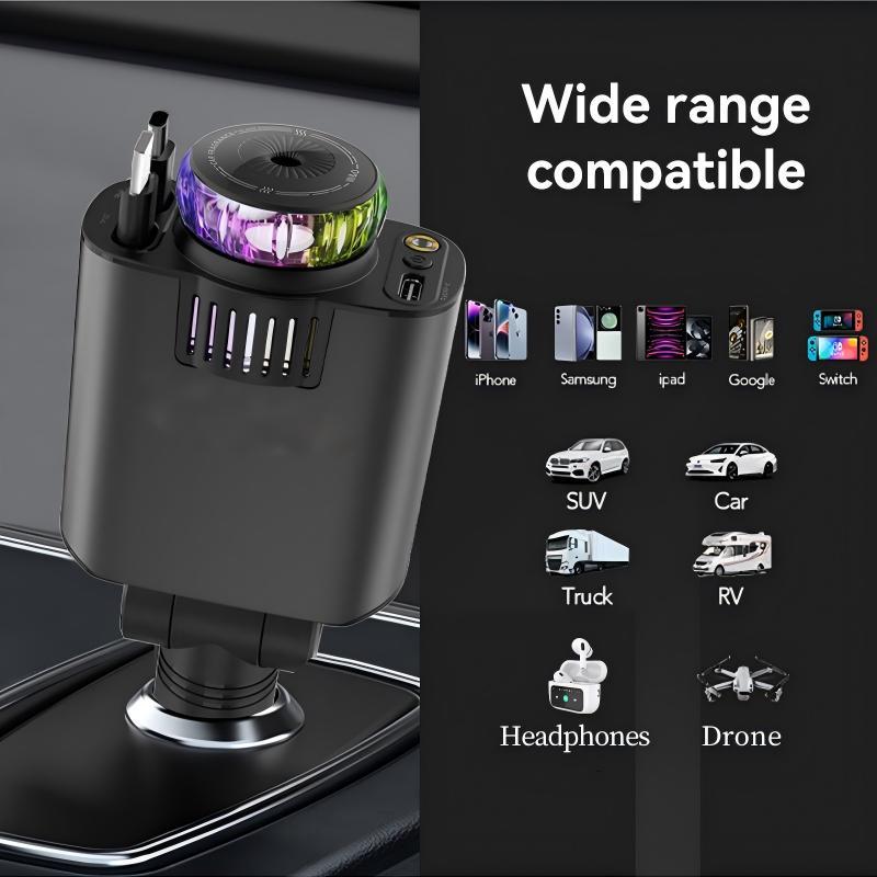 Starlight Retractable Car Charger with Aromatherapy, 5 in 1 Fast Charging 45W Car Phone Charger Adapter, USB C Car Accessories Compatible with iPhone 16/15/14/13/12/11 and Android detail 8