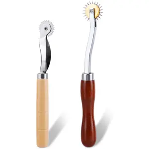 2PCS Tracing Wheel Professional Stitch Marking Spacer Wood and Stainless Steel Pounce Wheel with Wooden Handle for Sewing Patterns Tracing Paper and Leather Crafts