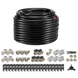 VEVOR Air Compressor Line Kit,  200FT x 3/4", HDPE-Aluminum Compressed Air Piping System, Leak-Proof & Easy-to-Install, Compressed Air Line Tubing Kit for Garages Workshops, Black