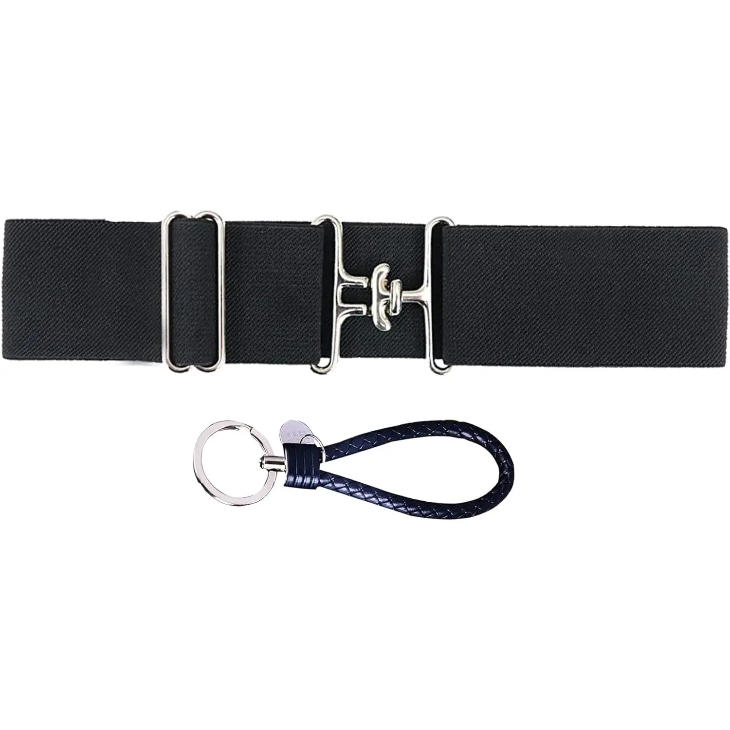 1.5-inch Elastic Equestrian Belt with Stretchable Waist Belt with Surcingle Buckle Horses Leather Key Strap Riding Belt for Horseback Equestrian Sports