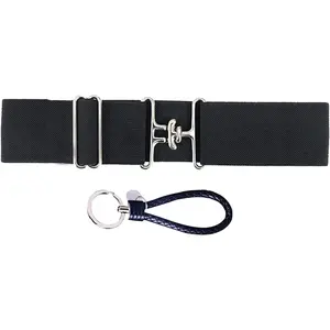 1.5-inch Elastic Equestrian Belt with Stretchable Waist Belt with Surcingle Buckle Horses Leather Key Strap Riding Belt for Horseback Equestrian Sports