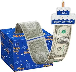 Money Box for Cash Gift Birthday, Birthday Money Pull Box, Money Gift Boxes for Cash Pull, Money Box for Cash Gift, Men Birthday Gift Ideas (Blue)