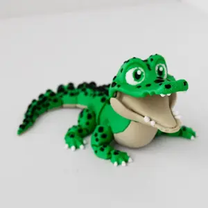 3D printed green open-mouthed crocodile, high-quality decoration, creative model for bedroom desk or office, suitable as a unique gift for Valentine's Day, Easter, and Christmas