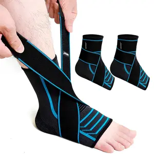 Ankle Compression Brace Socks with Adjustable Wrap Straps, Arch Support Plantar Fasciitis Socks for Men Women, Relief Heel Pain Achilles Tendonitis Sprained Ankle & Ligament Injury, All Season Medium Thickness Ankle Support Sleeve