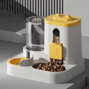 Dual-purpose pet feeder - combines food and water in one, suitable for dogs and cats, durable plastic spill-proof design, no electricity required