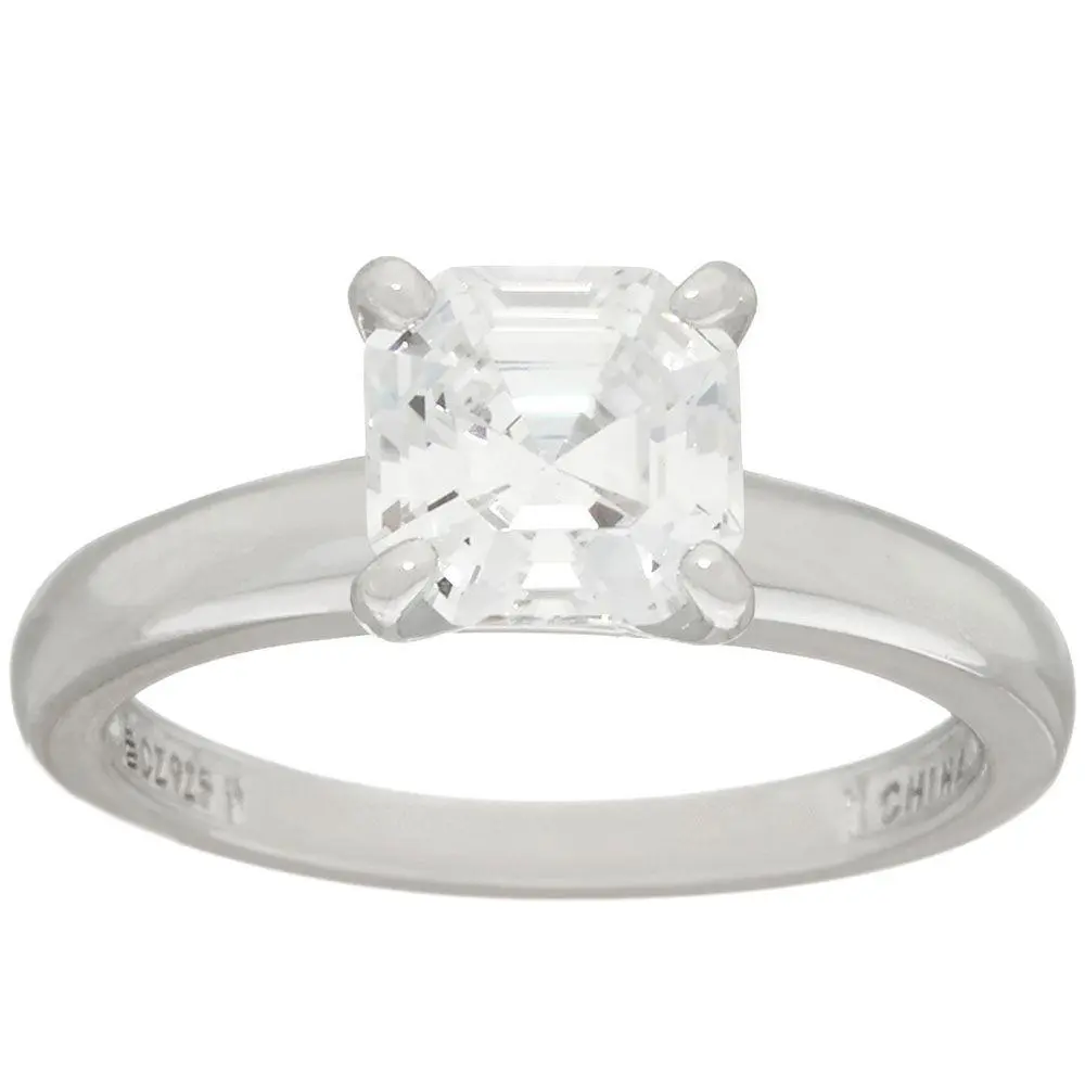 Diamonique 2.00 cttw Solitaire Ring, Platinum Clad Diamonique 2.00 cttw Solitaire Ring, Platinum Clad