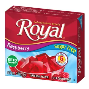 12x Royal Sugar Free Gelatin Raspberry - Dessert Mix Snack Low Calorie Treats Bundle Bulk Pack Wholesale Keto Friendly Diabetic Diet Health Gelling Powder Jelly Pudding Cup Ingredients Flavoring Pantry Staples.32oz 12ct Stock Up