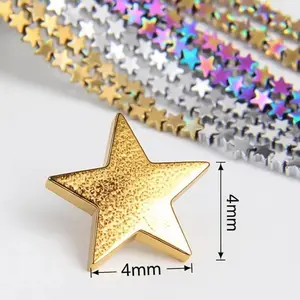 Gold Silver Rainbow Plated Hematite Five-pointed Star Beads Size 4mm 15.5'' Strd