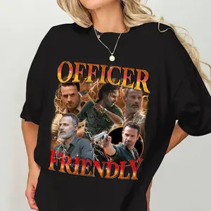 Officer Friendly The Walking Dead Shirt, Daryl Dixon Rick Grimes Negan Homage Shirt, Retro 90s Walking Dead Movie Shirt Gift for Men and Women