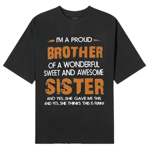 Men's "brother and sister" T-shirt, crew neck casual wear, spring and summer.