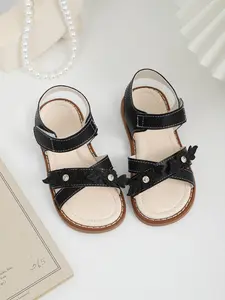 2026 Summer New Girls' Cross Strap Sandals, Child 3D Leaf Decoration Princess Shoes, Soft Sole Beach Sandals for School