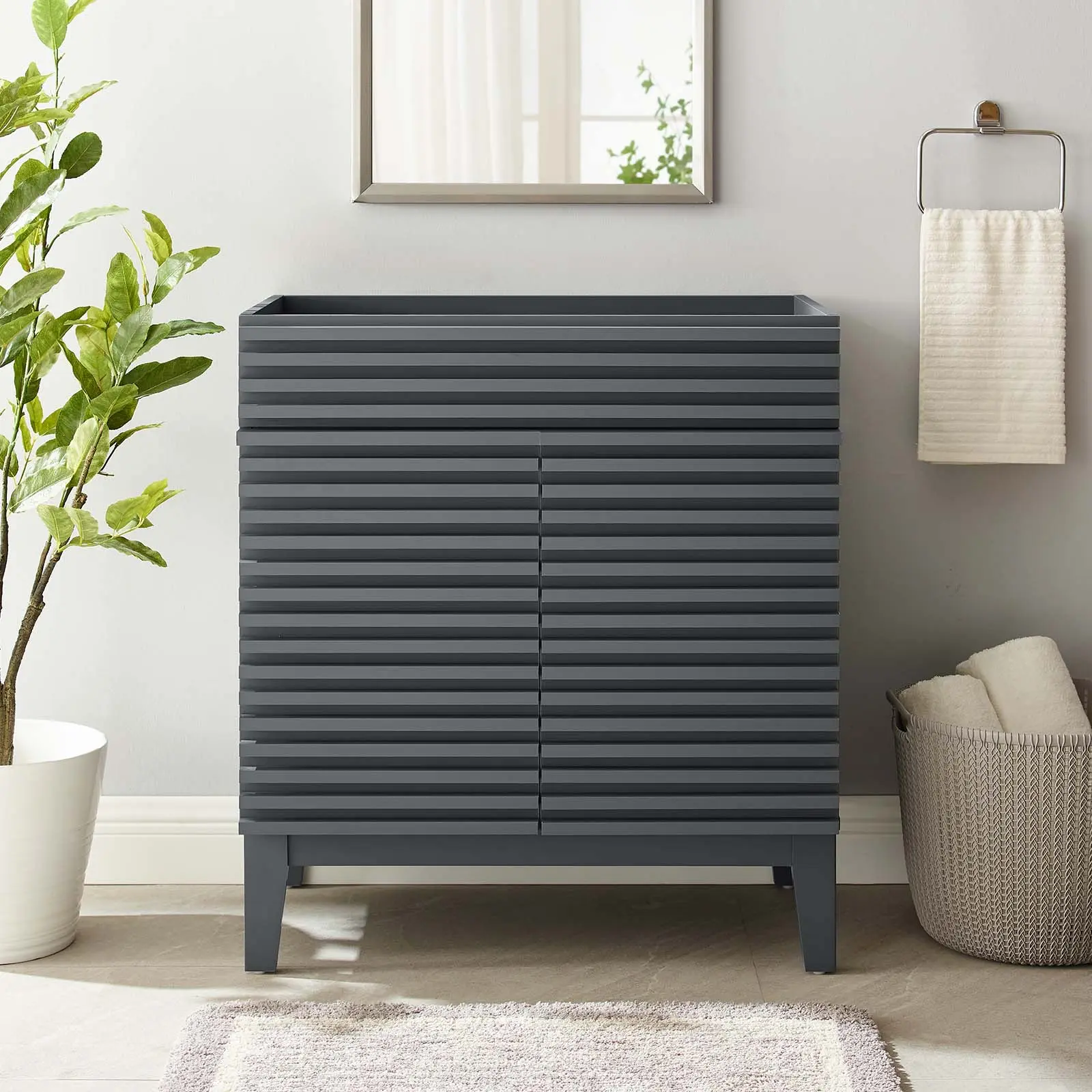 Modway Render 30-in Gray Bathroom Vanity Cabinet - Adjustable Modern Bathroom Storage Cabinet (Sink Basin Not Included), Modern Storage Cabinet