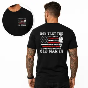 Men's Funny T-Shirt – DON’T LET THE OLD MAN IN – Humorous Aging Tee for Middle-Aged Guys – USA Graphic Shirt – Casual Short Sleeve