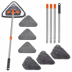 360 °   Rotating Triangle Mop with 2m Long Handle, Extendable Wall & Ceiling Cleaner Tool for Floor, Window, and Baseboard