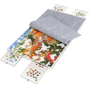 1500 Pieces Puzzle Board with Drawers and Cover,35"x27"Portable Jigsaw Puzzle Table for Adults Puzzle Tables with Drawers