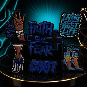 6-Piece Faith Over Fear Iron-On Embroidery Patch Bundle, Versatile Style, Suitable for All Ages Sewing & Applique Trim Embellishments