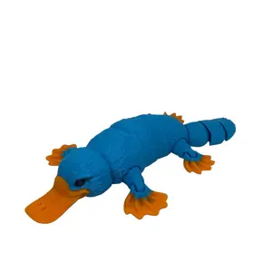 Platypus +9 Inch 3D Printed Sea Blue Flexi Fidget Articulated Animal Fun Toy for Kids Interactive Plaything