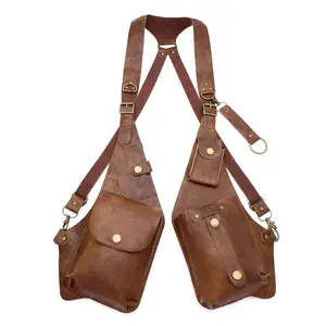 Men Anti Underarm Shoulder Bag Adjustable PU Leather Strap Wallet Bag Outdoor Phone Bag Medieval Steampunk Vintage Strap Underarm Satchel Halloween Cosplay Props Leather Wallet premium leather gym bag gym bag