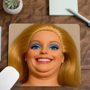 Funny Smiling Doll Desk Mat Meme Aesthetic Mouse Pad Setup