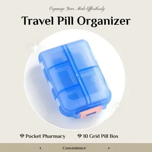 Pocket Pharmacy Travel Pill Organizer 10 Grid Pill Box with Labels 147 Medicine Stickers for Easy Organization Convenience
