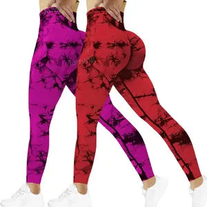 Tie Dye Seamless Leggings for Women High Waist Workout Yoga Pants Scrunch Butt Lifting Compression Tights