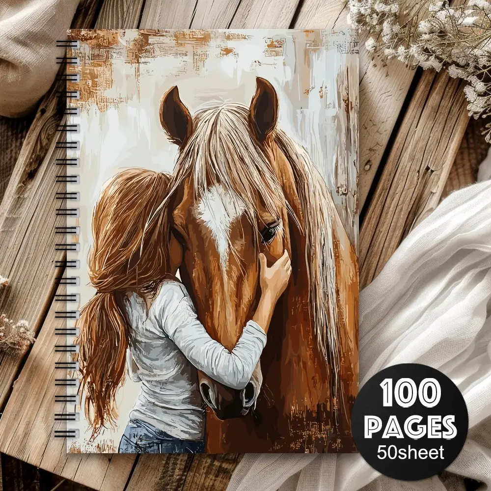 1Pc Western Spiral Notebook - Riding Diary Designed by Riding Women, Blank Pages for Riding, Western Art, Gifts for Horse Lovers, Western Office and School Supplies
