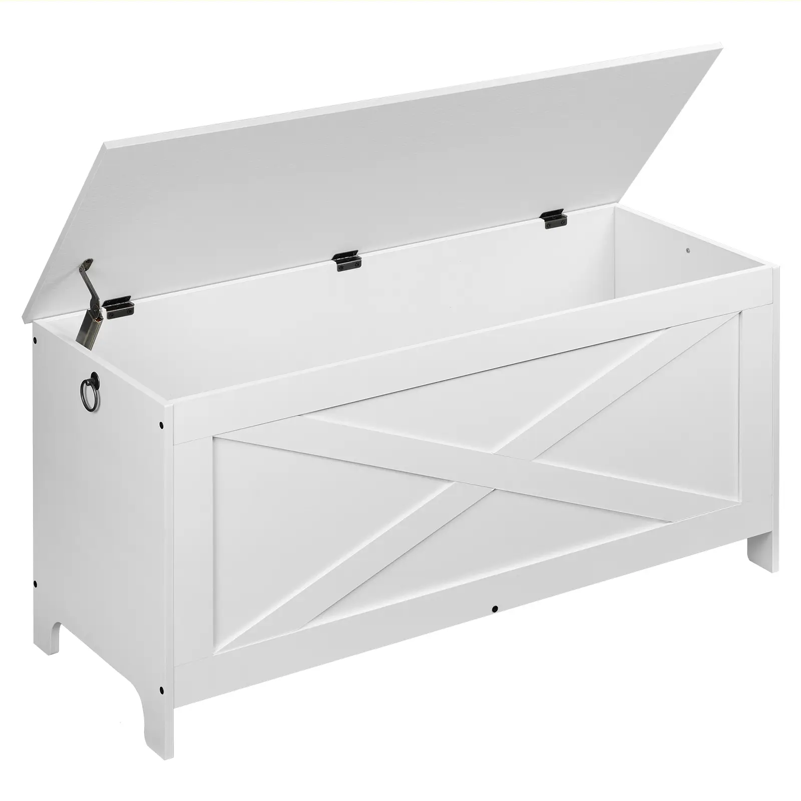 MAHANCRIS 39.4" Sturdy Entryway Toy Storage Chest with Safety Hinges, for Living Room, Bedroom, White