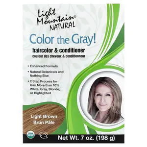 Light Mountain Color the Gray! Natural Hair Color & Conditioner, Light Brown, 7 oz (198 g)