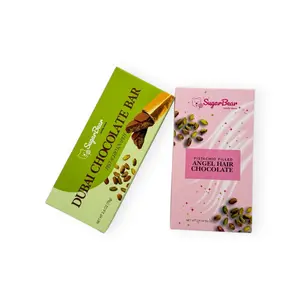 Chocolate Trend Duo: Pistachio Filled Angel Hair Chocolate & Dubai Chocolate Bar - Milk And White Chocolate Bars - 2 Chocolate Bars 2.9 oz & 2.6 oz Bonbon Cocoa Sugar Candy