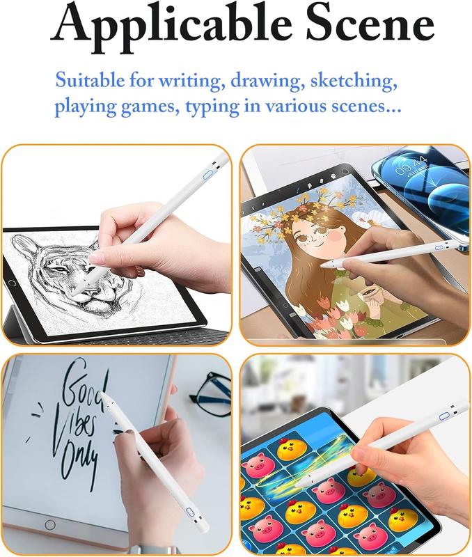 Digital Stylus Pen for Touchscreen, Stylus Pencil for  iPad mini/Pro/Air, , , Android and  Phone & Tablet, 1.5mm Fine Point Rechargeable Pens - White