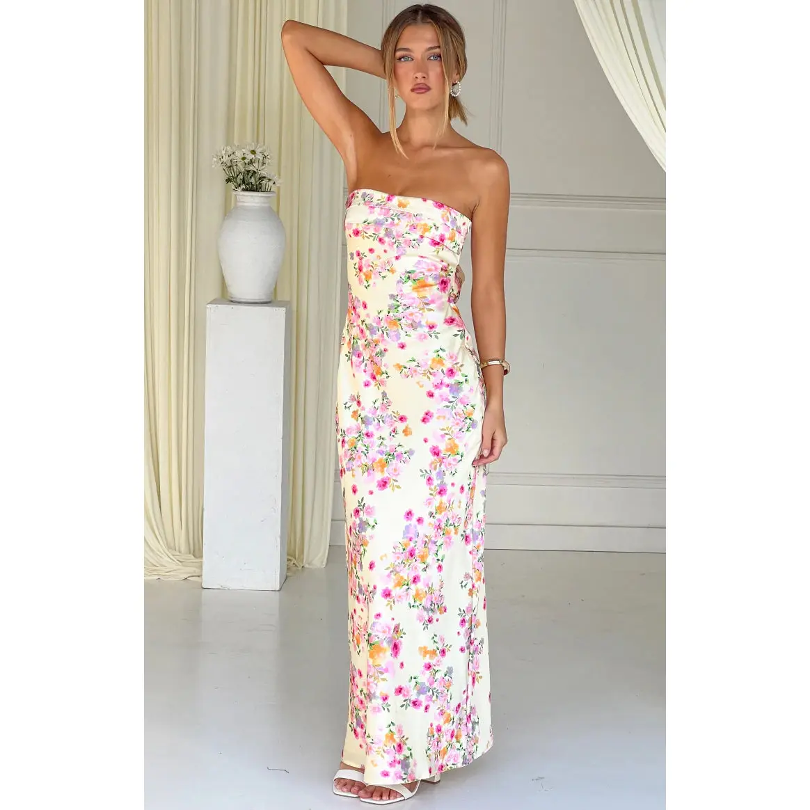 Maiah Yellow Bloom Maxi Dress