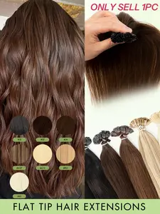 Flat Tip Hair Extensions, Human Hair Extensions 12-22 Inches Natural Color Straight Remy Hair, Keratin Invisible Wefts, Seamless Blend No Hair Damage, Easy to Apply, Hair Volume Enhancement, Versatile for Commute, Party & Daily W, Real Hair Extensions