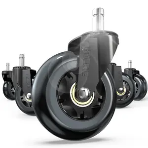 Office Chair Wheels Roller Blade Caster 11x22mm All Black 3 Inch Chair Wheels for Office Rubber Rolling Set of 5 for Carpet Hardwood Floors Gaming Smooth & Silence Gliding