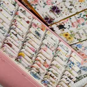 -Laminated  Tabs for Women and Men ( Foil Embossed Lettering)  Large Print tabs, Easy to Read and Apply, 80  Chapters Labels for Easy Navigation(Beige and Floral)