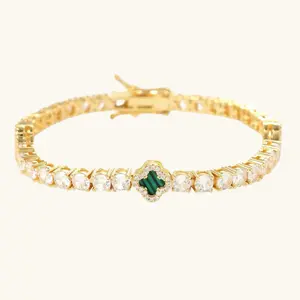 Green Clover Tennis Bracelet