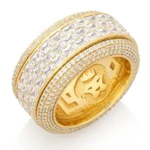 Triple-Row Icy Spinner Ring