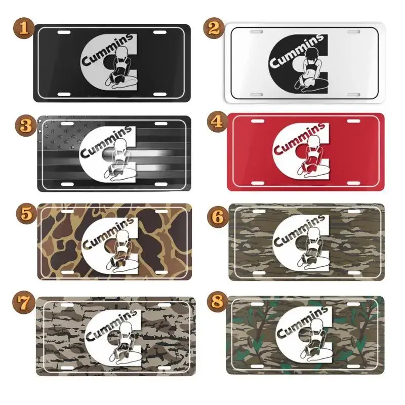 Cummins Pinup Girl Metal License Plate – 12x6 Aluminum Tag in Black, White, American Flag & Camo | Diesel Truck Car Plate for Cummins Enthusiasts & Country Drivers, Tag for Car, Car Accessories
