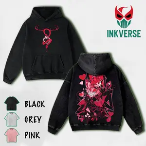 Lucifer X Alastor- Hazbin Hotel Wash -Shirt , Back and Front Print, Superhero Fans | Great Gift For Fans graphic tee Cotton Fabric Top Womenswear streetwear lover