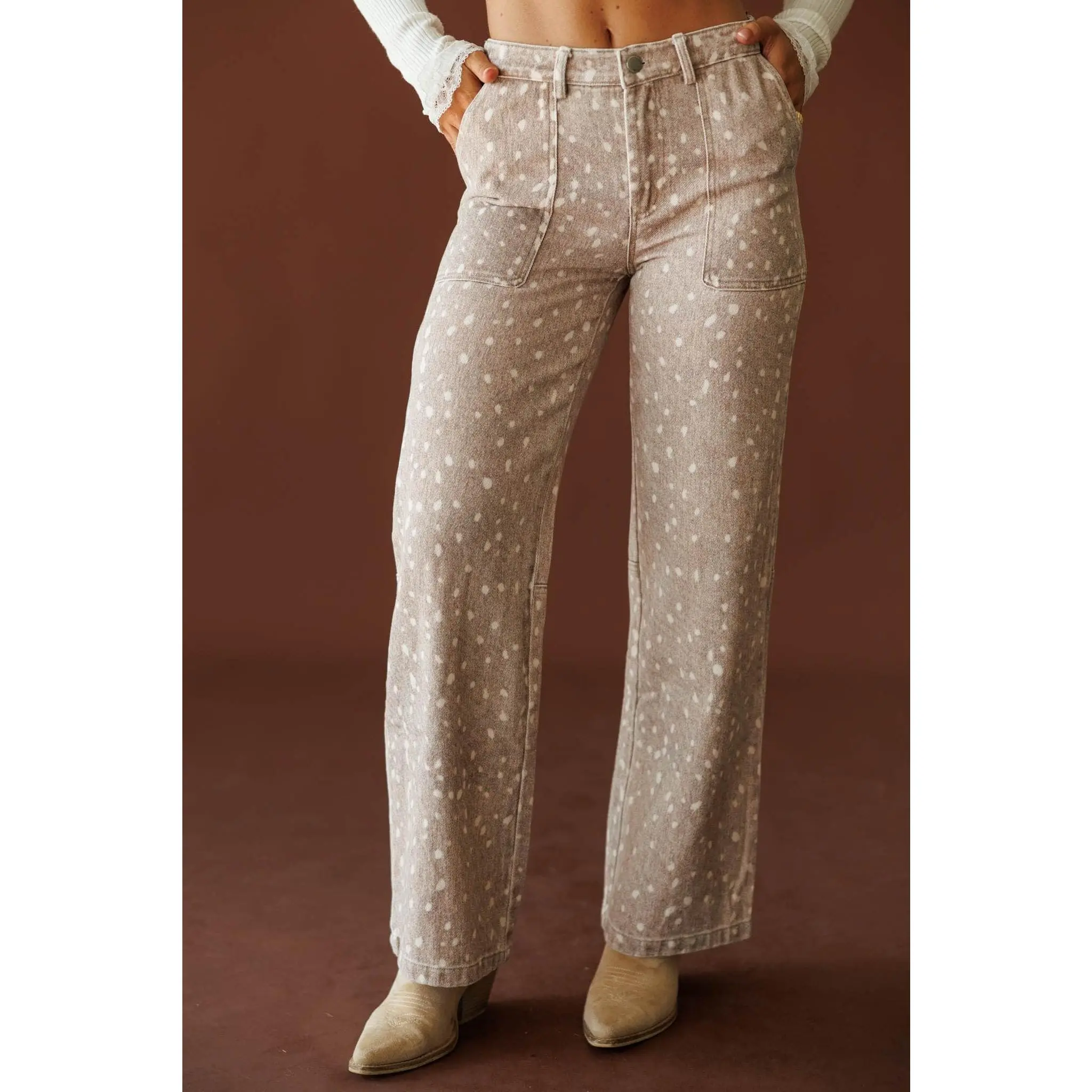 Bambi Deer Print Twill Pants