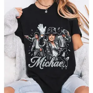 [Sale Up To 50%25] Retro Michael Jackson King of Pop Shirt, Halftone Music Tee, Vintage Icon Design, , MJ Music T-Shirt for Fans, Gift for Him, Gift for Her
