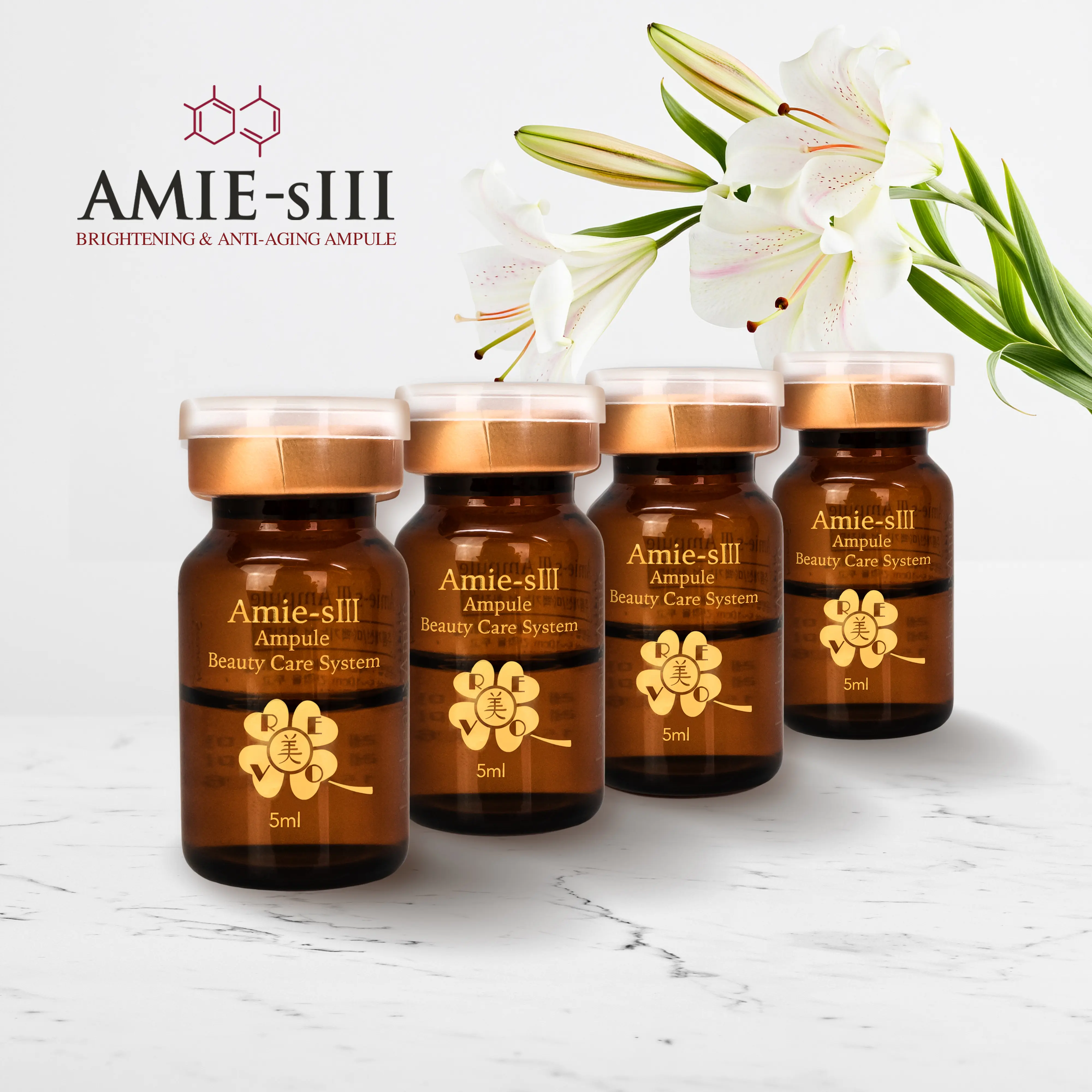 AMIE-sIII Korean Brightening & Anti-Wrinkle Ampoule Set | 4 Ampules | 1-Month Supply | Lifting + Radiance Serum