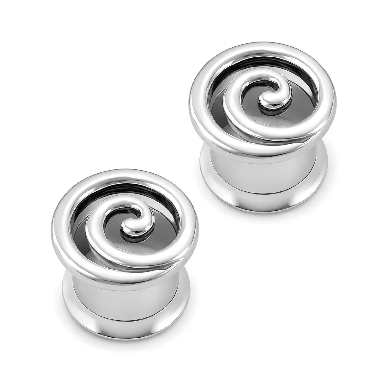 1Pc 316L Stainless Steel Spiral Ear Plug, 0G 8mm Swirl Gauge Tunnel for Stretched Ears, Unisex Body Jewelry