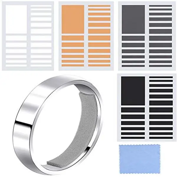 Chuangdi Ring Size Adjuster for Loose Rings Men Women, 152 Pcs, 4 Colors | Invisible Fit, 8 Sheets, 2 Thickness Options, Ring Spacer for Wide Rings with Polishing Cloth