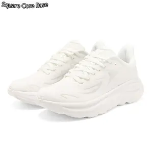 All-White Chunky Sneakers – Soft Knit Upper & Cushioned Foam Sole, Lightweight & Breathable for Daily Walks or Gym Sessions, Unisex Fashion Trainers
